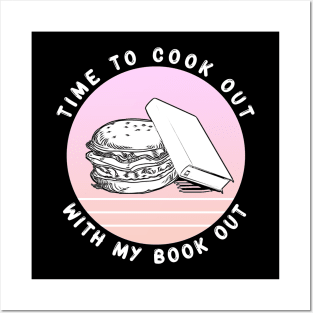 Time to Cook Out With My Book Out Retro Pink Summer Posters and Art